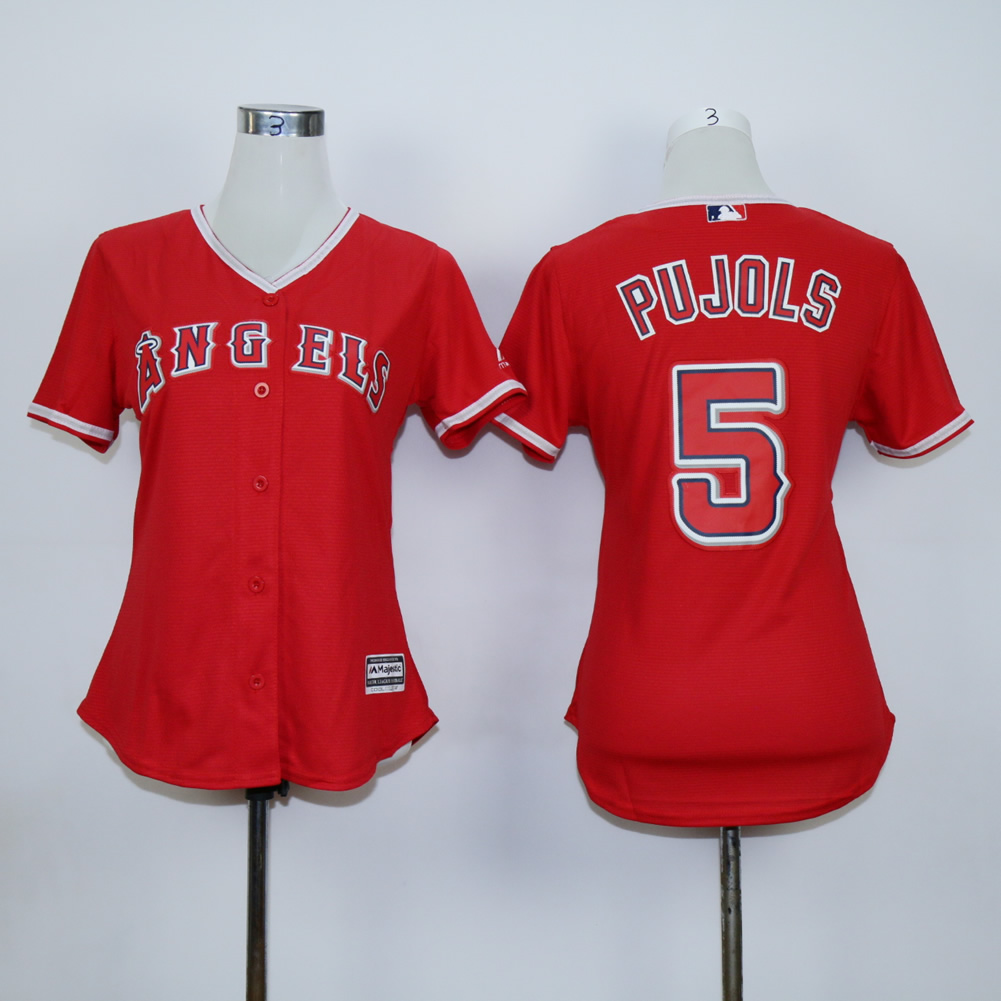 Women Los Angeles Angels 5 Pujols Red MLB Jerseys